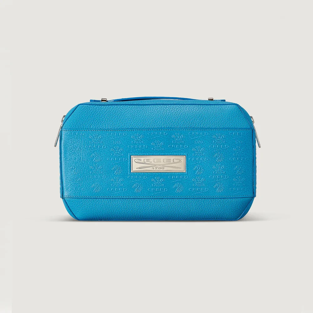 Blue Leather Wash Bag Image 1