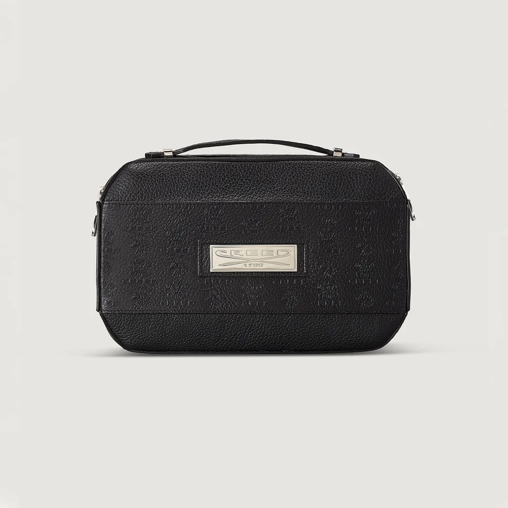 Black Leather Wash Bag Image 1