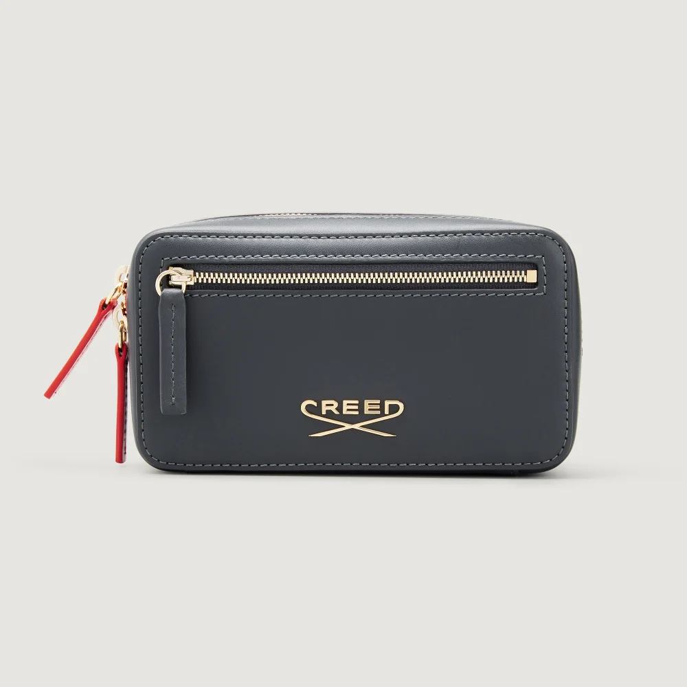 Small Leather Wash Bag - Graphite Image 1